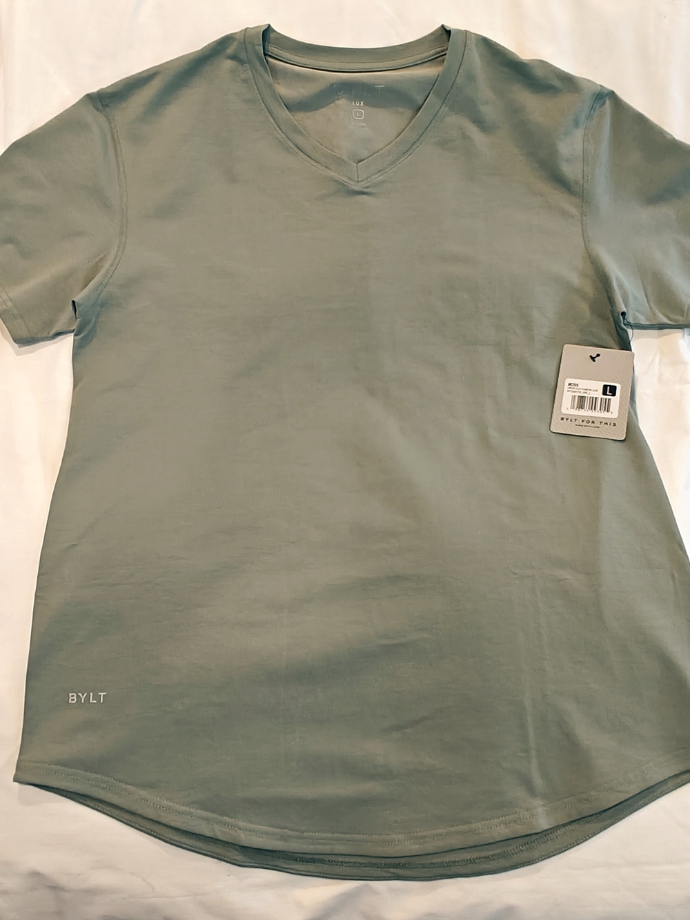 BYLT Basics V-Neck Short Sleeve Tee in Sage Green